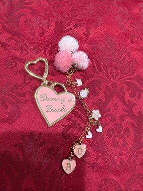 D&B inspired Pink Heart Pom-Pom Keychain Charm